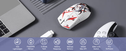 Ratón gaming Redragon M916AK PRO 3-Mode Anime ultraligero de 42G, 26K DPI y botones totalmente programables